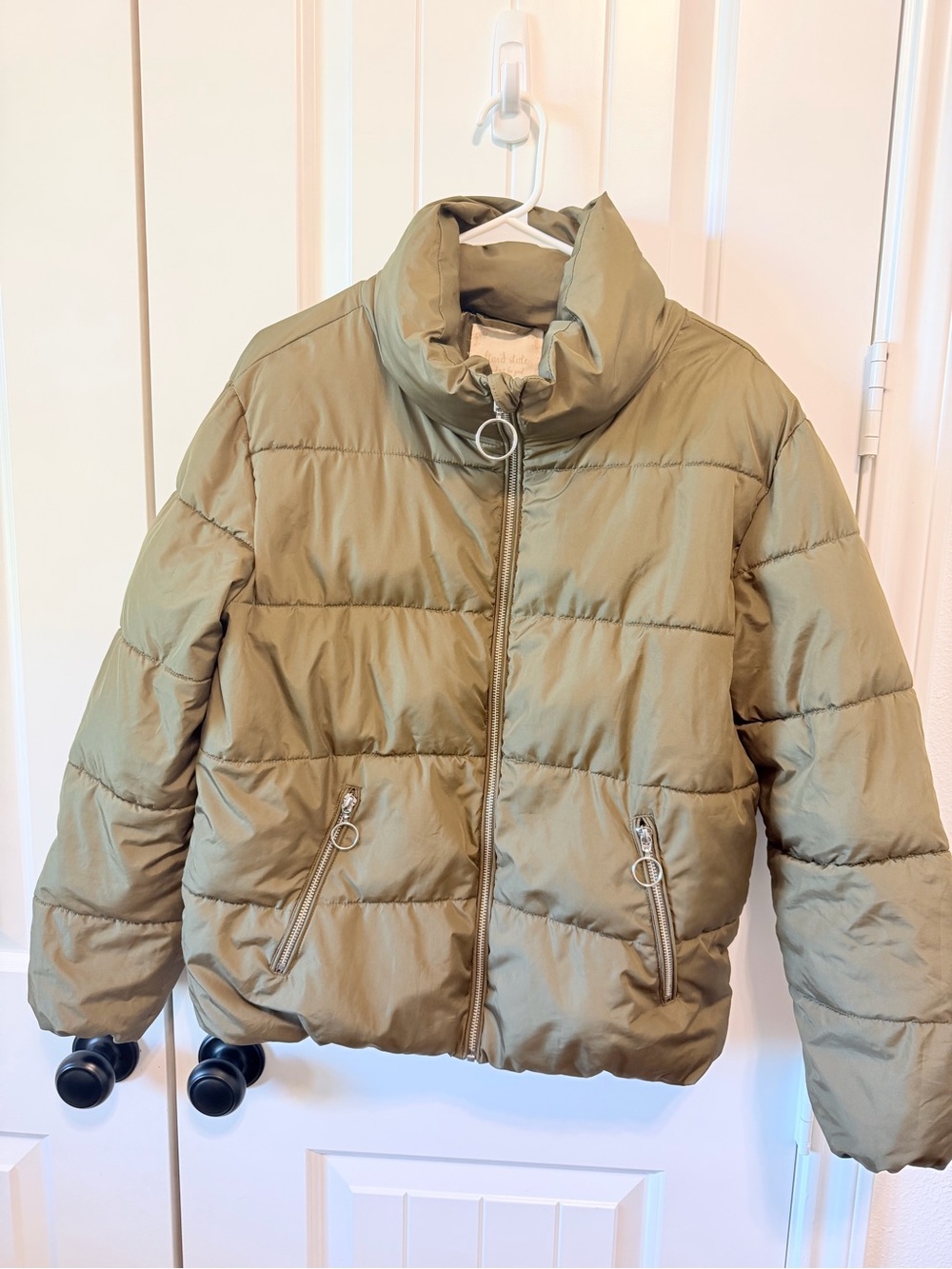 Altar’d State Olive Green Puffer Jacket Women’s Medium Quilted Winter Coat